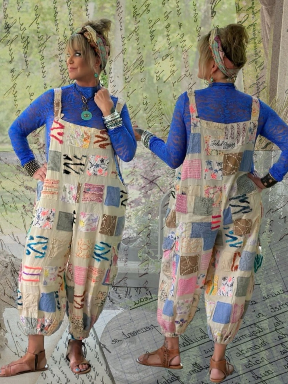 Jaded Gypsy Ferris Wheel Dreams Patchwork Boho Jogger Overalls